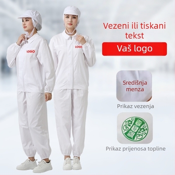 Unisex bijeli zaštitni radni set za prehrambenu industriju — odijelo s dugim rukavima za proizvodnu radionu