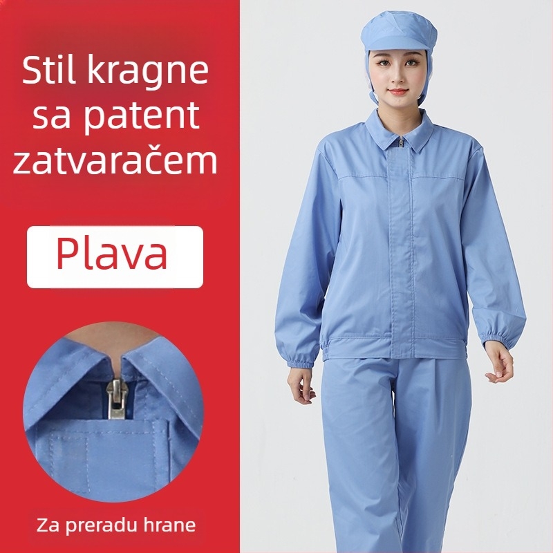 Unisex bijeli zaštitni radni set za prehrambenu industriju — odijelo s dugim rukavima za proizvodnu radionu