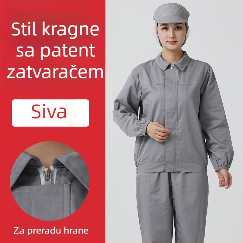 Unisex bijeli zaštitni radni set za prehrambenu industriju — odijelo s dugim rukavima za proizvodnu radionu