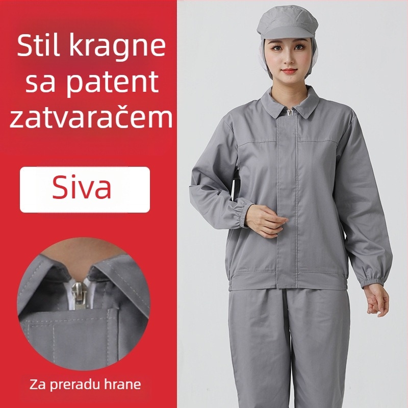 Unisex bijeli zaštitni radni set za prehrambenu industriju — odijelo s dugim rukavima za proizvodnu radionu