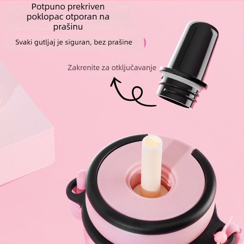Ženska minimalistička izolacijska čaša s velikim kapacitetom, prenosna sa slamkom, model 2024