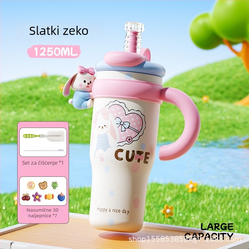 Ogromna izolirana šalica sa slamkom, 2026 novi model, ženski stil, veliki kapacitet, keramički tumbler