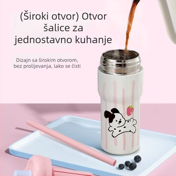 Termos šalice s držačem, dizajn crtani mačić, prijenosna vanjska izolirana šalica velike kapacitete