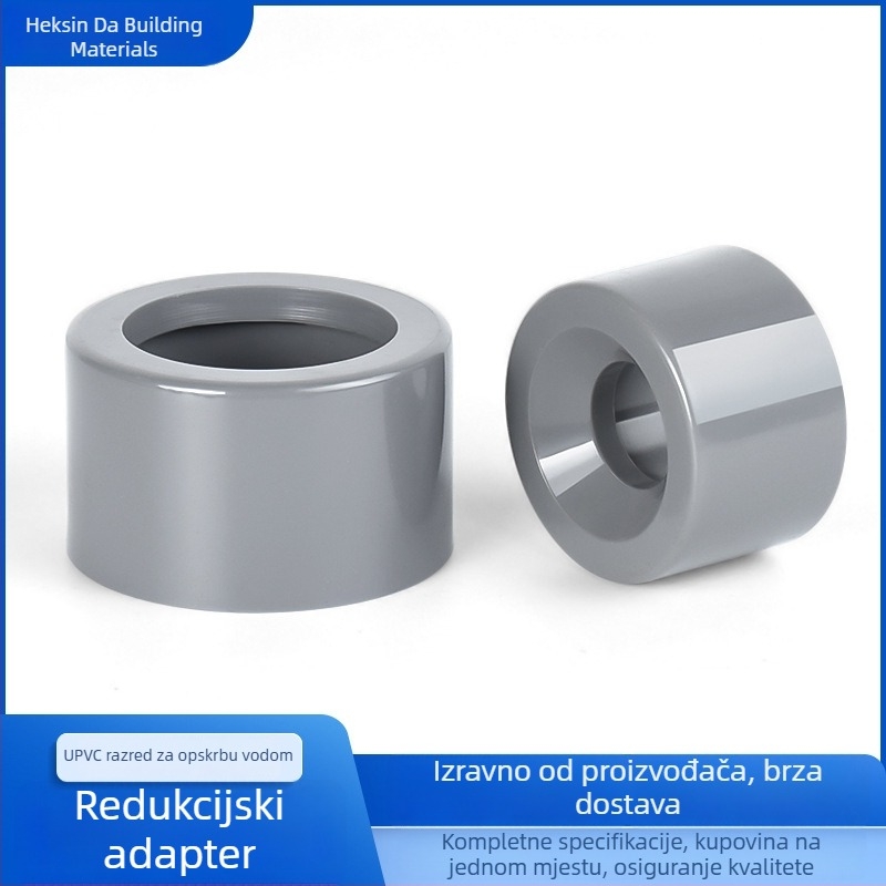 UPVC reduktor spoj za vodovod, svjetlosive boje, otporan na kiseline i lužine, s punjenjem jezgre, 25×20 mm