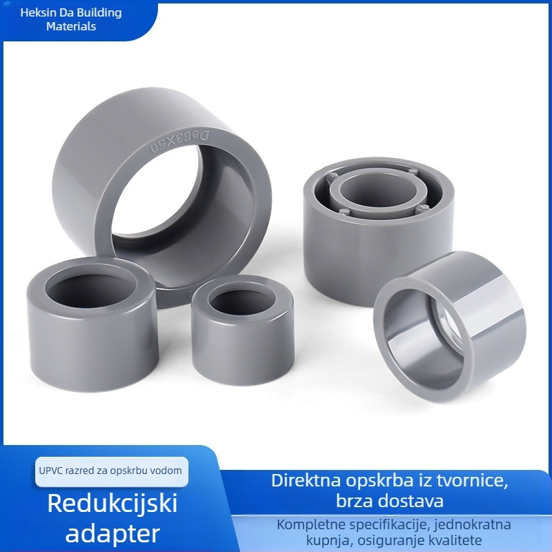 UPVC reduktor spoj za vodovod, svjetlosive boje, otporan na kiseline i lužine, s punjenjem jezgre, 25×20 mm