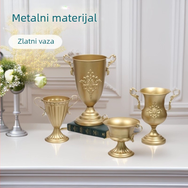 Europska retro metalna posuda za biljke – zlatni središnji dekor za stol za vjenčanja i zabave