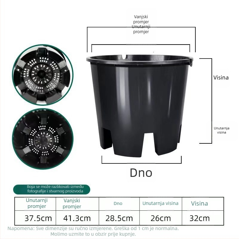 Specijalni lonac za uzgoj borovnica, plastični lonac, ojačana smola, kvadratni oblik s kontrolom korijena, prozračan, za zelene biljke i cvijeće, dostupnih veličina: veliki, srednji i mali.