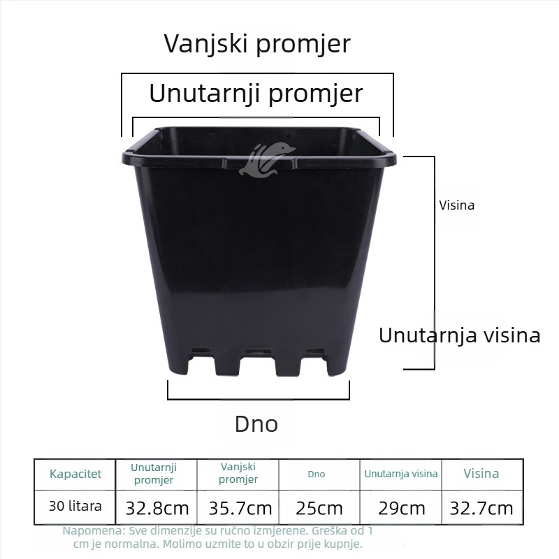 Specijalni lonac za uzgoj borovnica, plastični lonac, ojačana smola, kvadratni oblik s kontrolom korijena, prozračan, za zelene biljke i cvijeće, dostupnih veličina: veliki, srednji i mali.