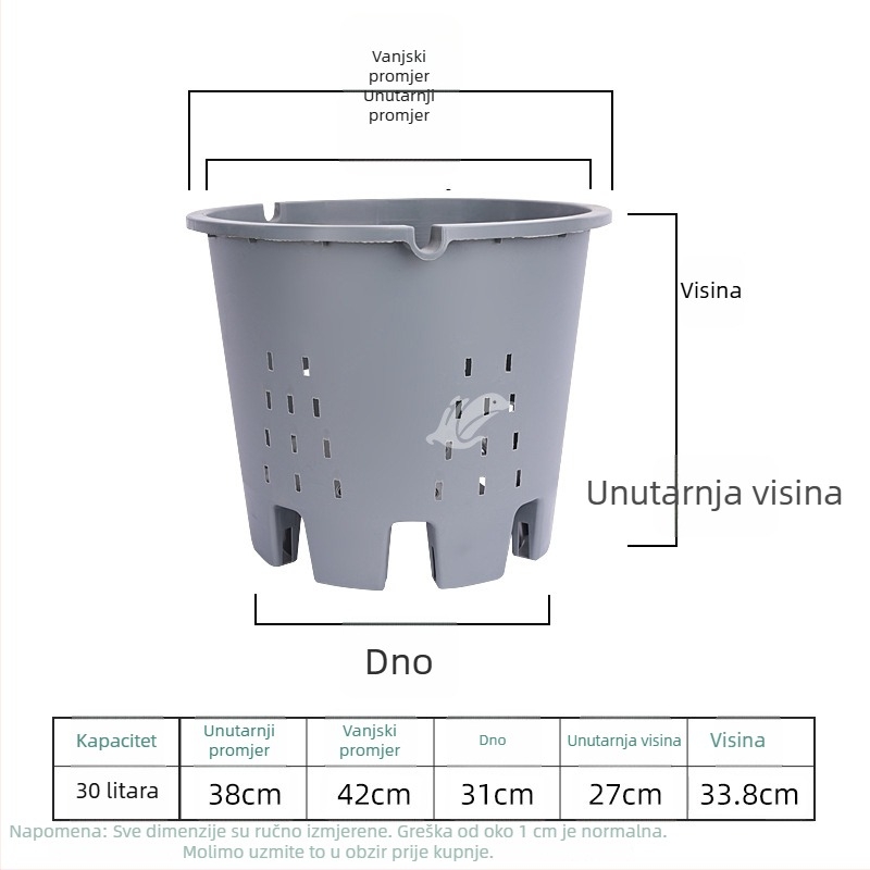 Specijalni lonac za uzgoj borovnica, plastični lonac, ojačana smola, kvadratni oblik s kontrolom korijena, prozračan, za zelene biljke i cvijeće, dostupnih veličina: veliki, srednji i mali.