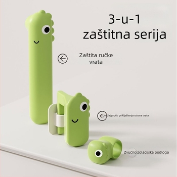Dinosaure tematski set zaštitnih silikonskih kućišta za kvaku vrata, tri dijela, zaštita od sudara i statičnosti, tihi rad