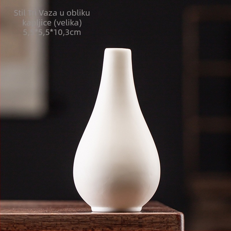 Guanyin boca od bijele porcelane – keramička dekoracija za hidroponiju i suho cvijeće, stolni ukras dnevnog boravka