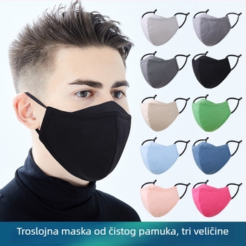 Trostruka maska od 100% pamuka, za pranje, za odrasle i djecu; trodimenzionalna topla maska za proljeće, jesen i zimu.