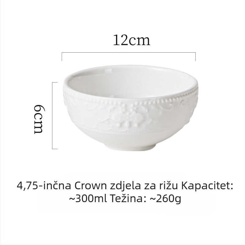 Bijela keramička zdjela za kućnu uporabu, zdjela za rižu i juhu, skandinavski minimalistički stil posuđa