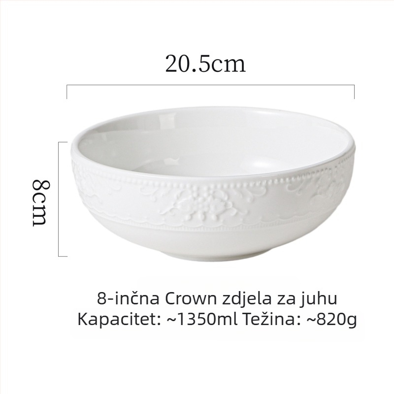Bijela keramička zdjela za kućnu uporabu, zdjela za rižu i juhu, skandinavski minimalistički stil posuđa