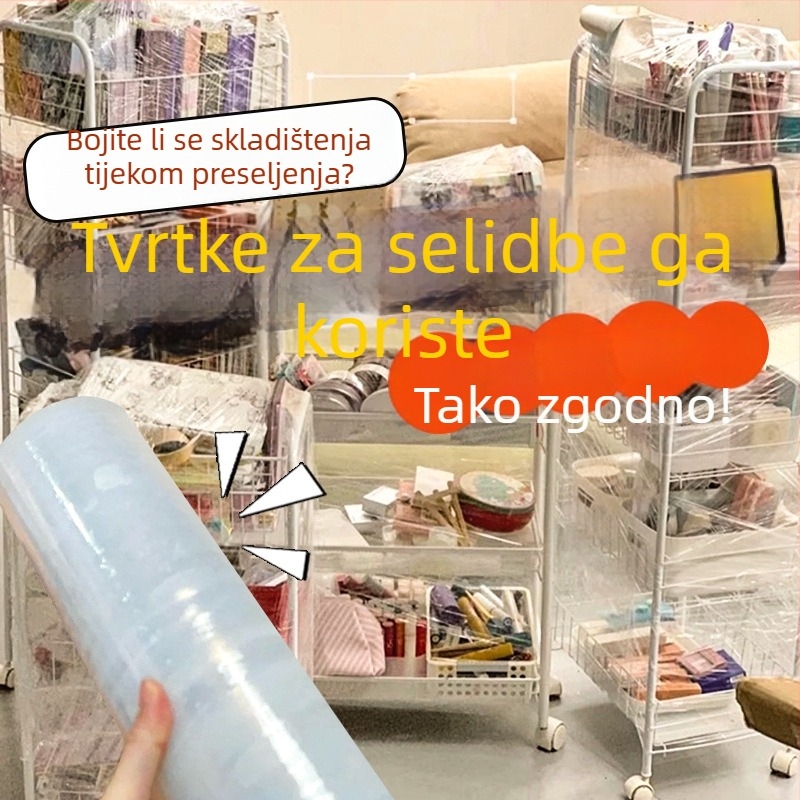 Stretch folija 50 cm za industrijsko i trgovačko pakiranje, zaštitna PE plastična folija, mala rola