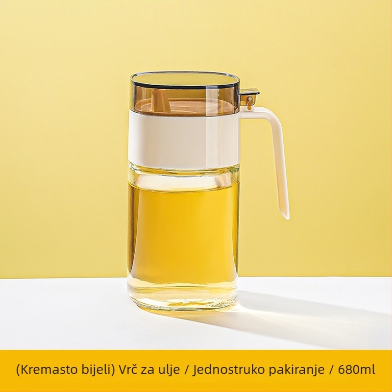 Chu Xiaomeng staklena boca za kuhinjsko ulje – posuda za začine, posuda za sojin umak i ocat, skladištenje s poklopcem, bez kapanja