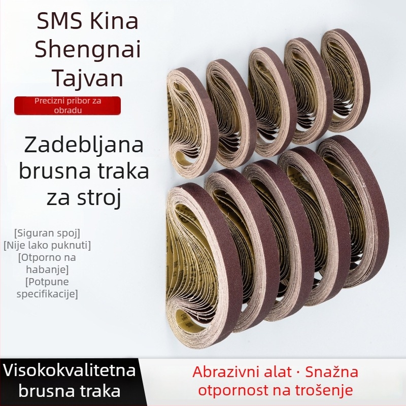 Abrasivni pojas za brušenje i poliranje, smeđi korund, dimenzije 330×10 mm i 520×20 mm, za metal i drvo