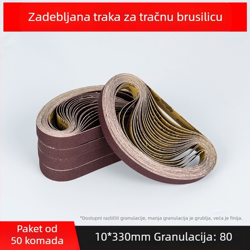 Abrasivni pojas za brušenje i poliranje, smeđi korund, dimenzije 330×10 mm i 520×20 mm, za metal i drvo