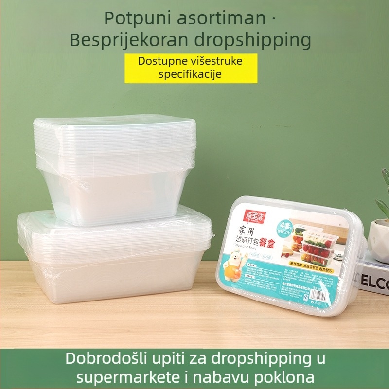 Jednokratna plastična kutija za hranu za dostavu – okrugla zdjela s poklopcem, prozirna