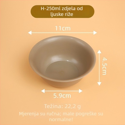 Jednokratna zdjela od rižine ljuske, 350 ml, debeli zidovi, pogodna za juhu