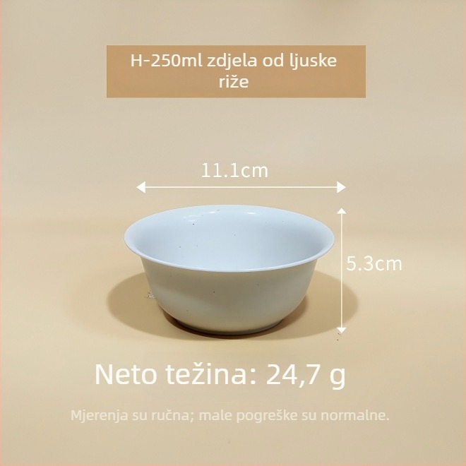 Jednokratna zdjela od rižine ljuske, 350 ml, debeli zidovi, pogodna za juhu