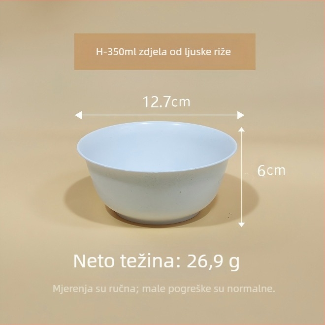 Jednokratna zdjela od rižine ljuske, 350 ml, debeli zidovi, pogodna za juhu