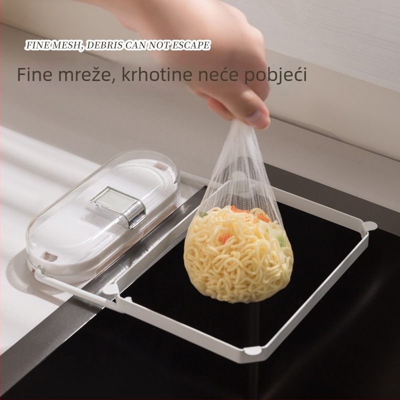 Držač otjecanja s usisnom čašom za ostatke i kuhinjski otpad, jednokratna mrežasta vrećica