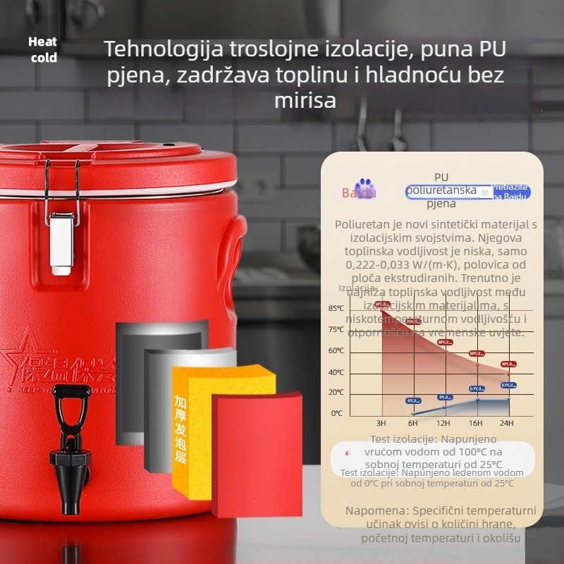 PE izolirana kanta velikog kapaciteta (6 L), za kućnu upotrebu, dugo zadržava toplinu juhe i kaše, kanta za hranu za kantinu, kanta za kupanje stopala, pogodna za ulicu
