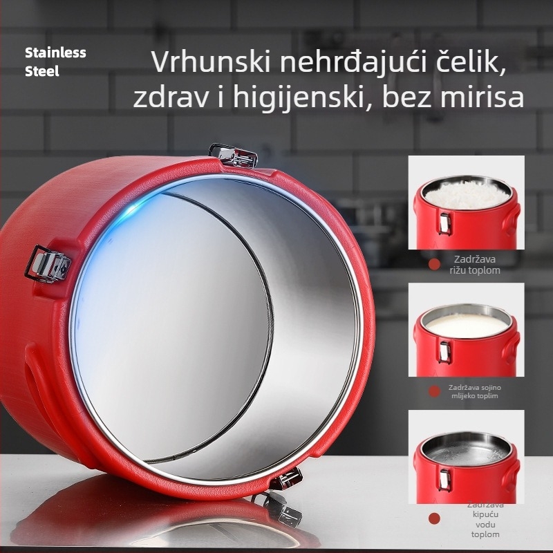 PE izolirana kanta velikog kapaciteta (6 L), za kućnu upotrebu, dugo zadržava toplinu juhe i kaše, kanta za hranu za kantinu, kanta za kupanje stopala, pogodna za ulicu
