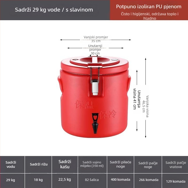PE izolirana kanta velikog kapaciteta (6 L), za kućnu upotrebu, dugo zadržava toplinu juhe i kaše, kanta za hranu za kantinu, kanta za kupanje stopala, pogodna za ulicu
