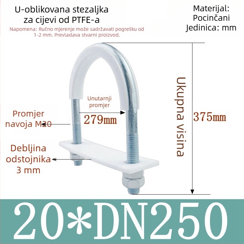 PTFE galvanizirani U-oblik držač cijevi za pomorske primjene s unutarnjom oblogom