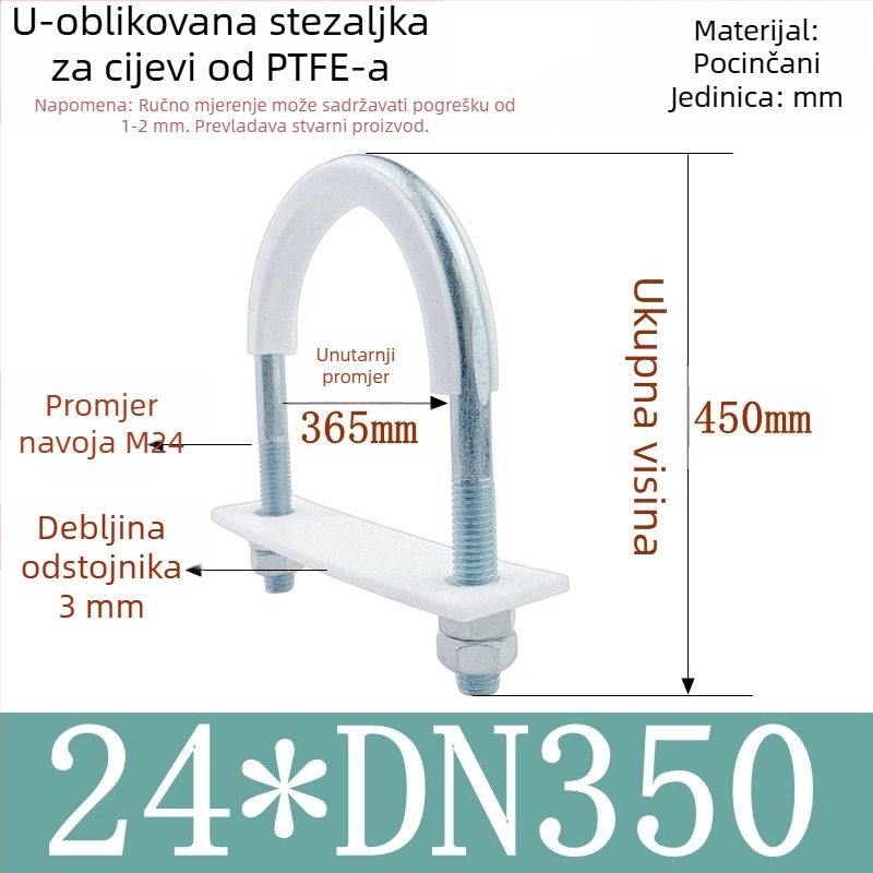 PTFE galvanizirani U-oblik držač cijevi za pomorske primjene s unutarnjom oblogom