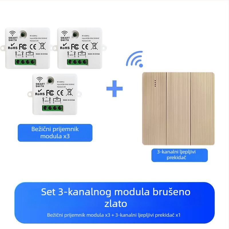 Bežični modul prekidača za kućno osvjetljenje s daljinskim upravljanjem, bez kablova, pametni dom