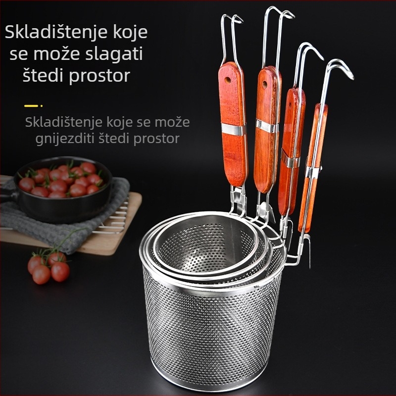 Koš od nehrđajućeg čelika s filtrnom mrežom – kuhinjska posuda za kuhanje i ocjeđivanje tjestenine i povrća