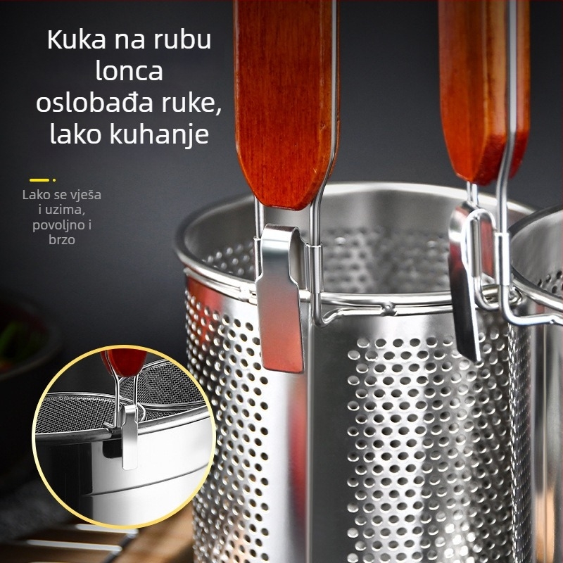 Koš od nehrđajućeg čelika s filtrnom mrežom – kuhinjska posuda za kuhanje i ocjeđivanje tjestenine i povrća