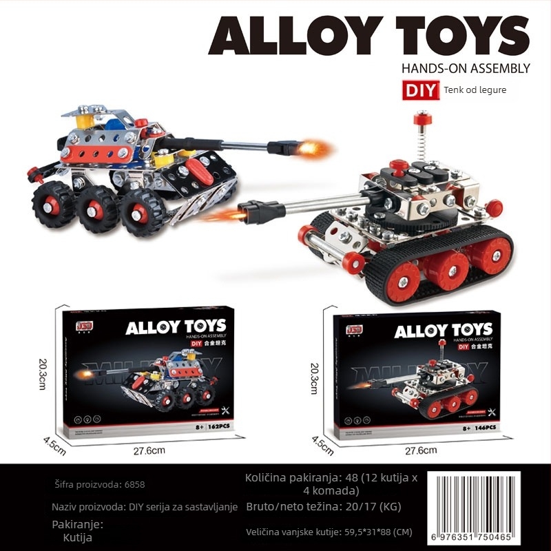 DIY metalni set blokova za slaganje – avion i policijski auto – metalne igračke za dječake