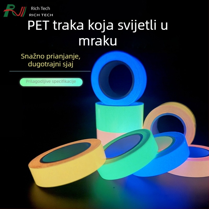 PET luminescencijska traka za sigurnosno upozoravanje u žarkim bojama, za nužne situacije i protupožarnu sigurnost, duljina 3 m