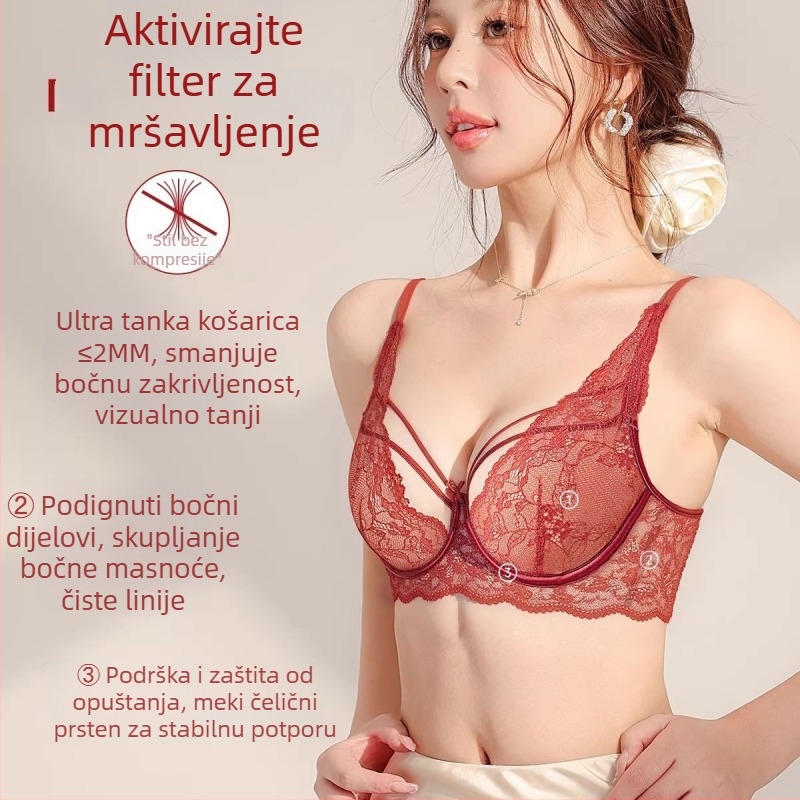Crveni ženski set donjeg rublja za oblikovanje dekoltea i skupljanje bočnih grudi, sprječava opuštanje, vjenčani grudnjak, 2026. godina Konja