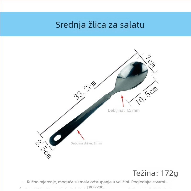 Set za posluživanje salate od nehrđajućeg čelika: žlica za posluživanje, vilica za salatu, poslužna vilica, cjedilo za posluživanje