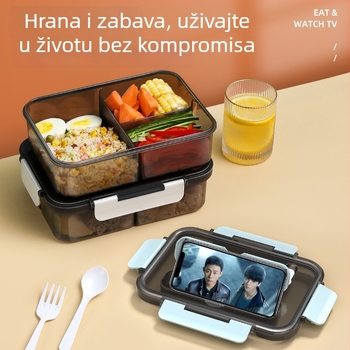 Zatvorena plastična kutija za ručak s izoliranim odjeljcima i poklopcem, veliki kapacitet, pogodna za hranu, prijenosna, pravokutna, 1-2 L, mikrovalna sigurna, nepropusna, jednodjelna