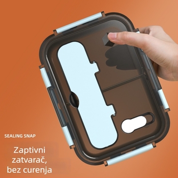 Zatvorena plastična kutija za ručak s izoliranim odjeljcima i poklopcem, veliki kapacitet, pogodna za hranu, prijenosna, pravokutna, 1-2 L, mikrovalna sigurna, nepropusna, jednodjelna