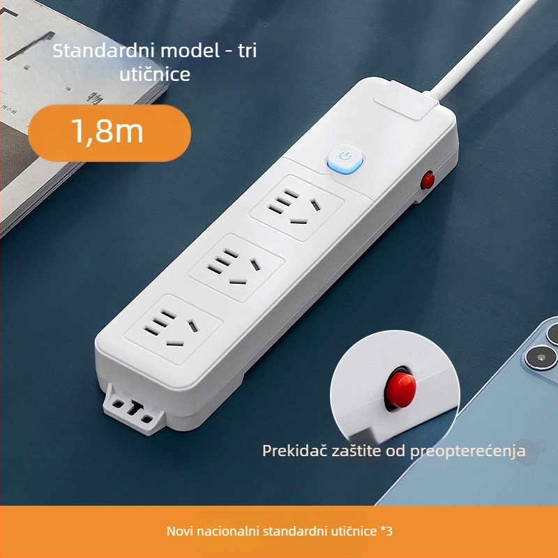 Pametni produžni kabel s dugim kabelom i više utičnica, USB punjenje, PD napajanje