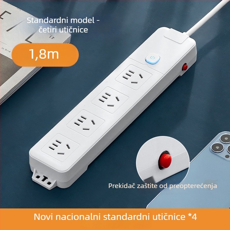 Pametni produžni kabel s dugim kabelom i više utičnica, USB punjenje, PD napajanje