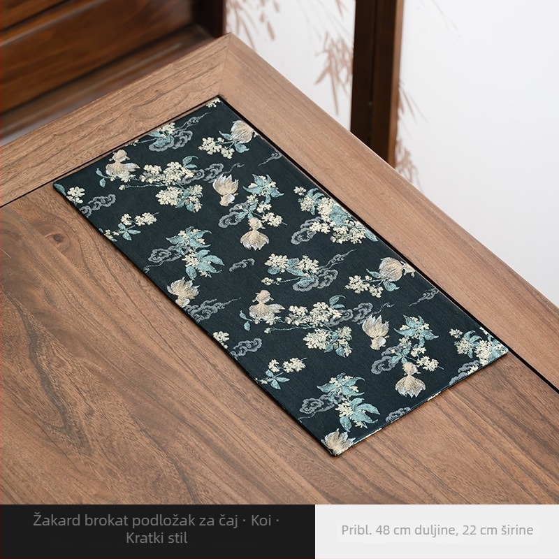 Dvostruka brokatna podloga za čaj s dizajnom ljubičaste božure, podloga za čajni stol i jastučić za čajnik, dodaci za ceremoniju čaja, tkanina, dimenzije po izboru 48×22 cm ili 68×35 cm