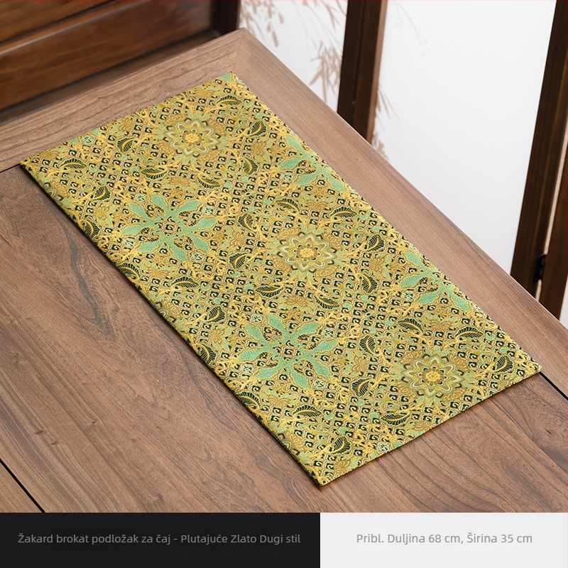 Dvostruka brokatna podloga za čaj s dizajnom ljubičaste božure, podloga za čajni stol i jastučić za čajnik, dodaci za ceremoniju čaja, tkanina, dimenzije po izboru 48×22 cm ili 68×35 cm