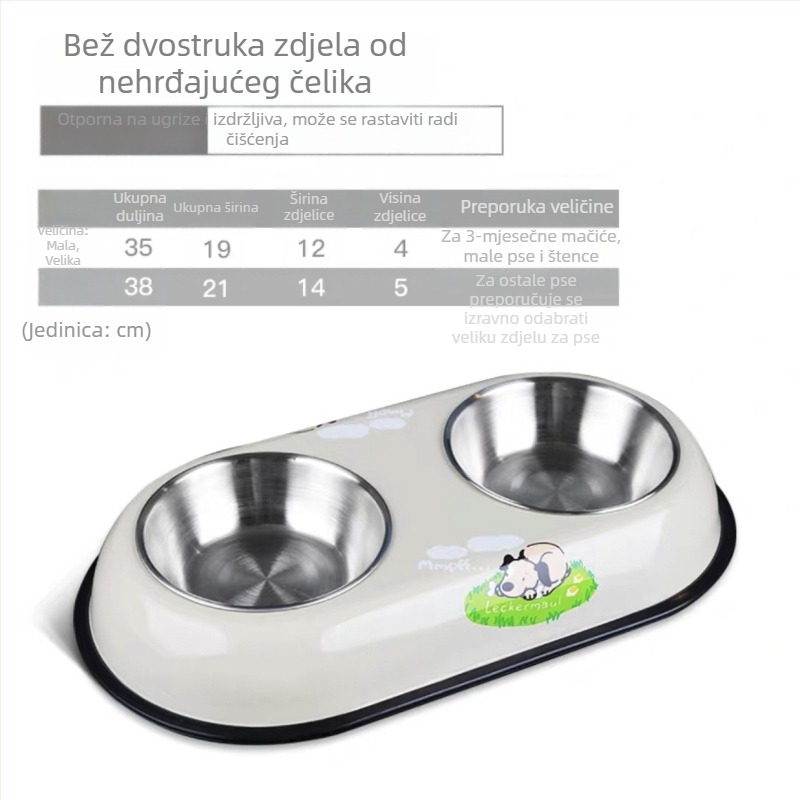 Set posuda od nehrđajućeg čelika za kućne ljubimce — dvostruke zdjele za mačke i pse, hrana i voda