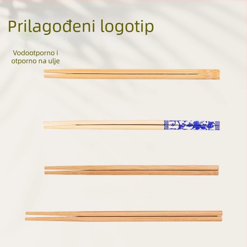 Jednokratni bambus štapići s visokokvalitetnim otiskom logotipa, karbonizirani završetak, pojedinačno zapakirani za restorane i dostavu, barbecue i hot pot
