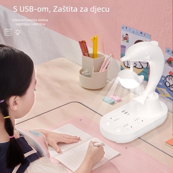Višenamjenska stolna lampica za spavaću sobu s ambijentalnim osvjetljenjem, noćni ormarić, LED s podesivom jačinom, USB priključkom za punjenje, pogodna za studentske domove