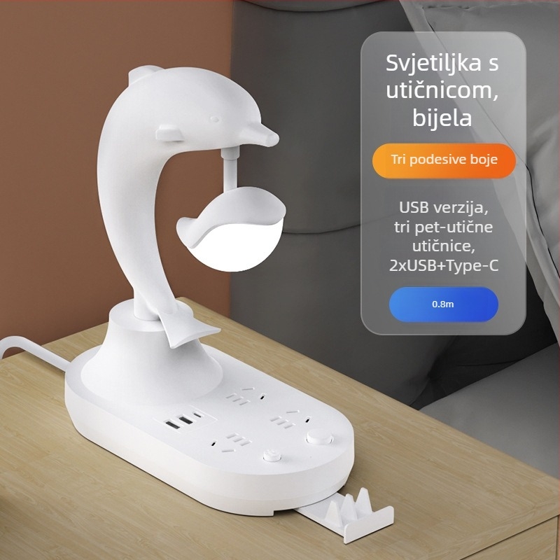 Višenamjenska stolna lampica za spavaću sobu s ambijentalnim osvjetljenjem, noćni ormarić, LED s podesivom jačinom, USB priključkom za punjenje, pogodna za studentske domove