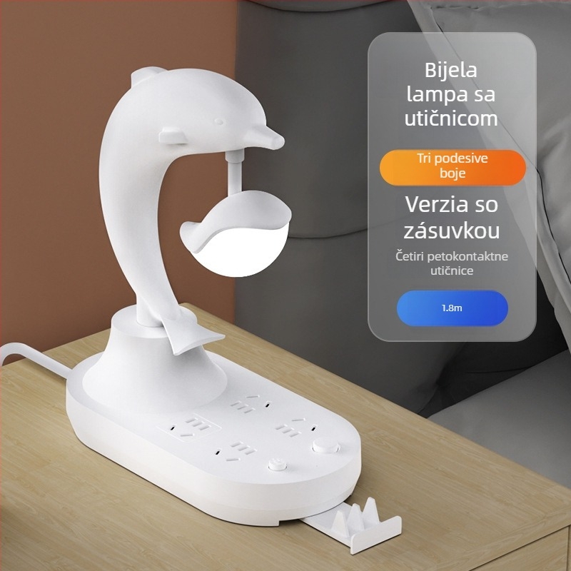 Višenamjenska stolna lampica za spavaću sobu s ambijentalnim osvjetljenjem, noćni ormarić, LED s podesivom jačinom, USB priključkom za punjenje, pogodna za studentske domove